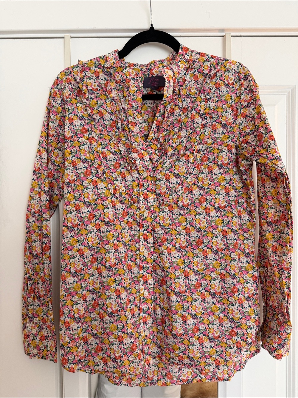 J. Crew Pink Floral Button-Up Blouse